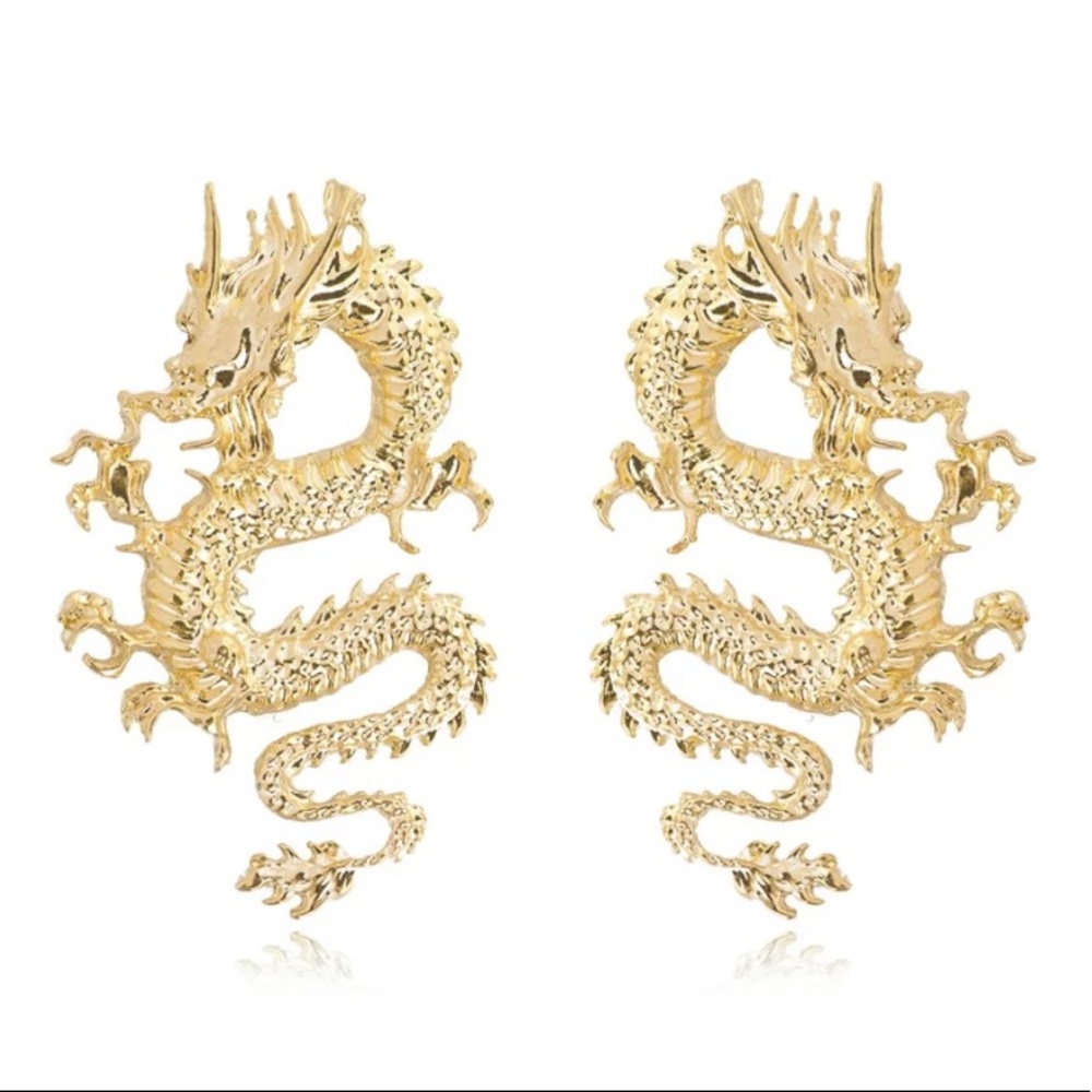 Gold Dragon Earrings